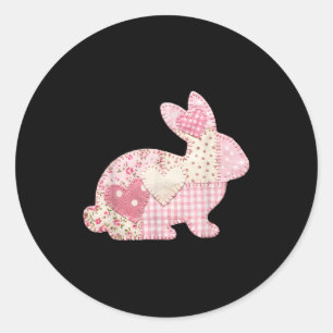 Lustiger Hase Herz Blumen-Patchwork-Hase Frohe Ost Runder Aufkleber
