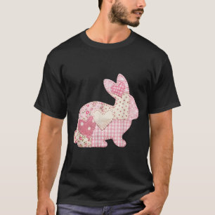 Lustiger Hase Herz Blumen-Patchwork-Hase Frohe Ost T-Shirt