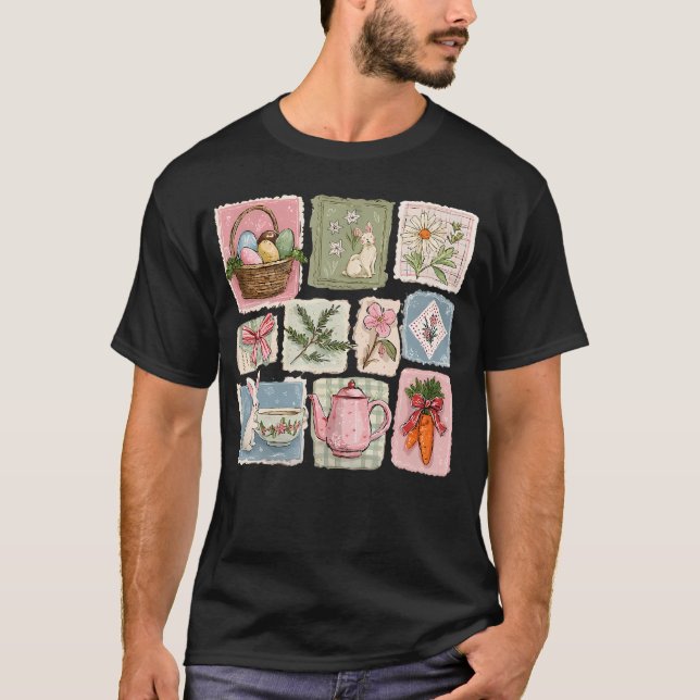 Lustiger Hase Ostereier-Jäger Kaninchen Frohen Ost T-Shirt (Vorderseite)