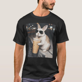Lustiger Hase trinkt Eiskaffee Ostern Hase Gif T-Shirt