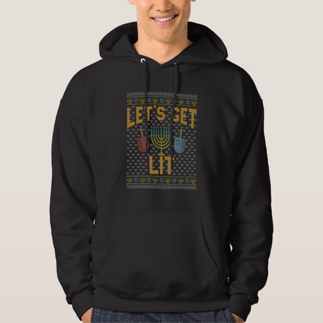 Lustiger hässlicher Hanukkah-Pullover-Shirt Let's  Hoodie (Vorderseite)