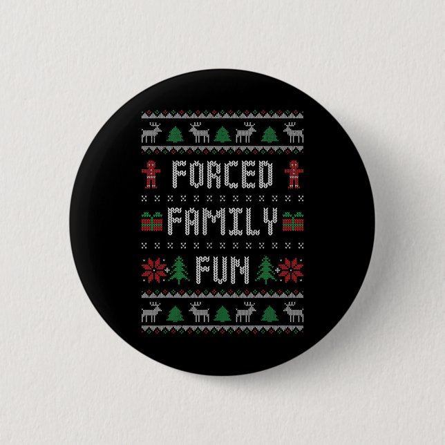 Lustiger hässlicher Weihnachtspullover Erzwungener Button (Vorderseite)