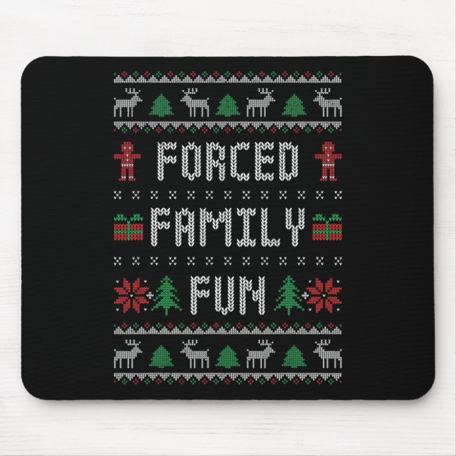 Lustiger hässlicher Weihnachtspullover Erzwungener Mousepad (Vorne)