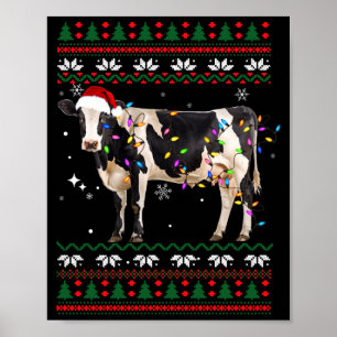 Lustiger hässlicher Weihnachtspullover Milchkuh Ba Poster