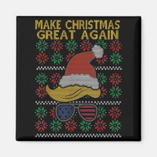 Lustiger hässlicher Weihnachtspullover Trump Haar Magnet