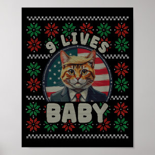 Lustiger hässlicher Weihnachtspullover Trump Katze Poster