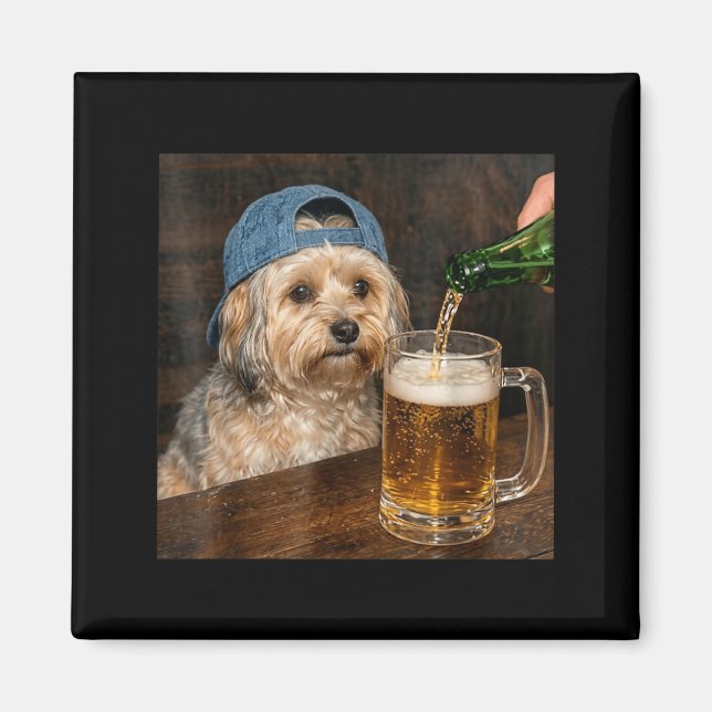 Lustiger Havanese-Hund trinkt Bier Meme Magnet (Vorne)