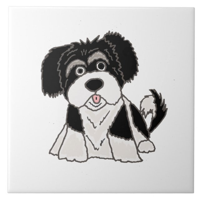 Lustiger Havanese Welpen-HundeCartoon Fliese (Vorderseite)