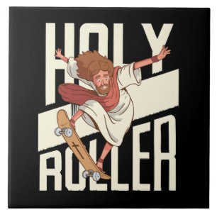 Lustiger Heiliger Roller Skateboarding Jesus Fliese