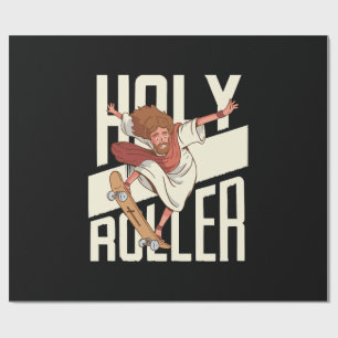 Lustiger Heiliger Roller Skateboarding Jesus Geschenkpapier