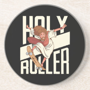 Lustiger Heiliger Roller Skateboarding Jesus Getränkeuntersetzer