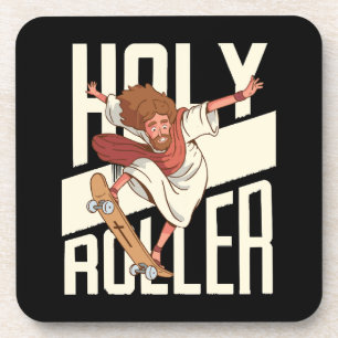 Lustiger Heiliger Roller Skateboarding Jesus Getränkeuntersetzer