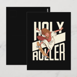 Lustiger Heiliger Roller Skateboarding Jesus Postkarte