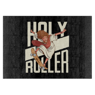 Lustiger Heiliger Roller Skateboarding Jesus Schneidebrett
