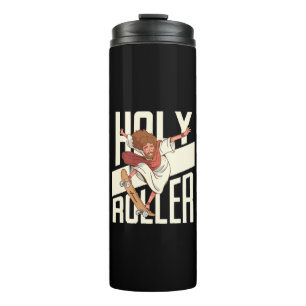 Lustiger Heiliger Roller Skateboarding Jesus Thermosbecher