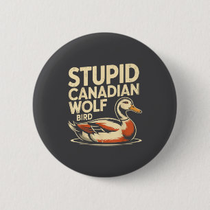 Lustiger Hengst Kanadischer Wolf Vogel Loon Hockey Button