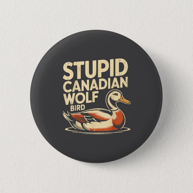 Lustiger Hengst Kanadischer Wolf Vogel Loon Hockey Button (Vorderseite)
