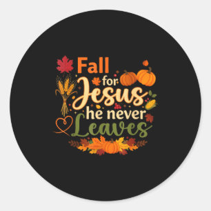 Lustiger Herbst für Jesus, er verlässt den Herbst- Runder Aufkleber