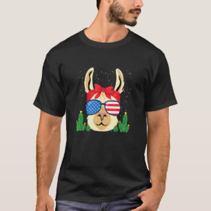 Lustiger Herren USA Patriotischer Lama Tier Kaktus T-Shirt