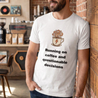 Lustiger Herrenlauf auf weißem Kaffee-Grafik-Shirt T-Shirt