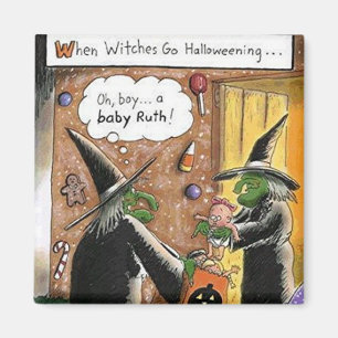Lustiger Hexe-Trick oder Leckerei Halloweens Magnet