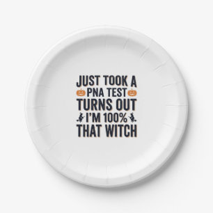 Lustiger Hexen-Test Halloween-Zitat Vektor-Design_ Pappteller