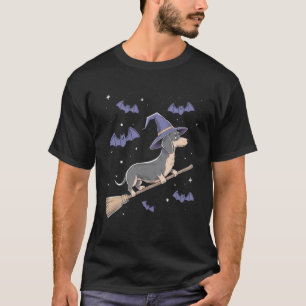 Lustiger Hexenbesen Dachshund Liebhaber Gruselig H T-Shirt