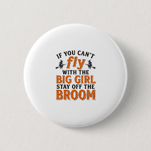 Lustiger Hexenbesen Großes Mädchen Halloween-Shirt Button