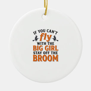 Lustiger Hexenbesen Großes Mädchen Halloween-Shirt Keramik Ornament