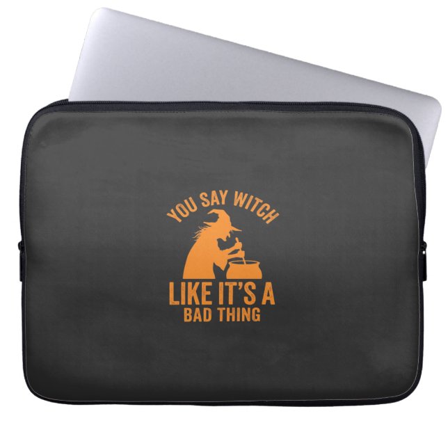 Lustiger Hexenkessel Halloween Laptopschutzhülle (Vorderseite)