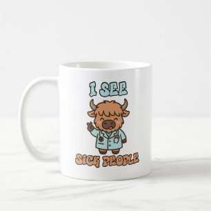Lustiger Highland-Kuh-Becher 'Ich sehe kranke Mens Kaffeetasse
