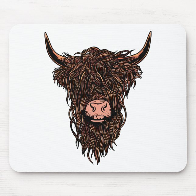 Lustiger Highland-Kuh-Kopf Mousepad (Vorne)