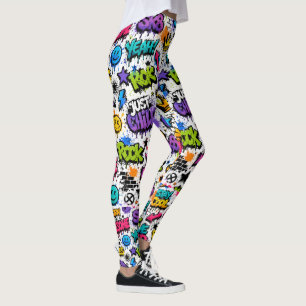 Lustiger Hip-Hop-Stil Bunter Graffiti-Druck  Leggings