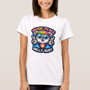 Lustiger Hippie-Hund im Stil der 60er Jahre "Wuff, T-Shirt