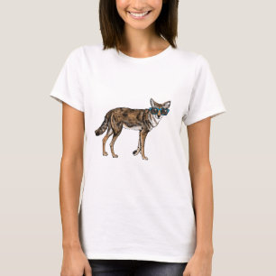 Lustiger Hipster-Kojote mit Sonnenbrillen T-Shirt