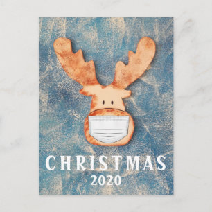 Lustiger Hirsch mit Gesichtsmaske Weihnachten 2020 Postkarte