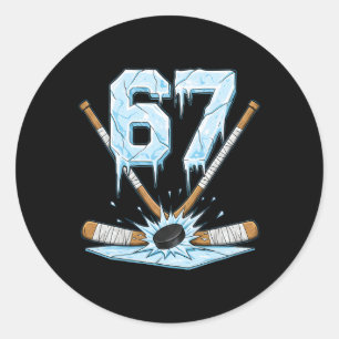 Lustiger Hockey 67 Meme 6-7 Sechs Sieben Gen Alpha Runder Aufkleber