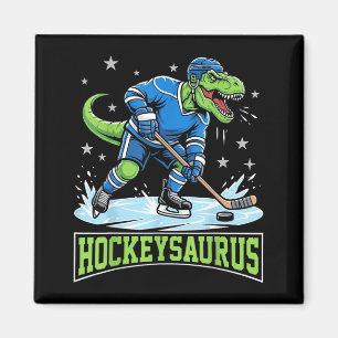 Lustiger Hockey-Dinosaurier Hockeyspieler Kinder Magnet