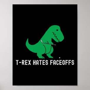 Lustiger Hockey-Dinosaurier T-Rex hasst Faceoffs L Poster