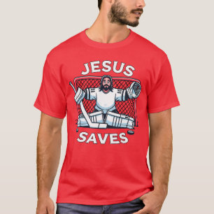 Lustiger Hockey-Jesus rettet Torwart Sport Humor l T-Shirt