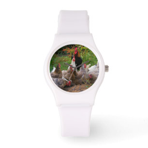 Lustiger Hof-Huhn-Hahn-sportliche Uhr