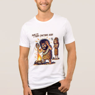 Lustiger Höhlenmensch entdeckt Feuer Tri-Blend Shirt
