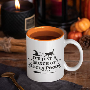Lustiger Hokuspokus schwarze Katze Hexe Halloween Zweifarbige Tasse
