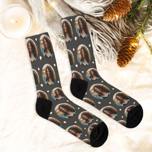Lustiger Holzkohle-Foto-Herz für die Freundin Socken