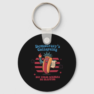 Lustiger Hot Dog Demokratie kollabiert 4. Juli Dem Schlüsselanhänger