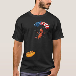 Lustiger Hot Dog springt in Brötchen Wurst BBQ T-Shirt