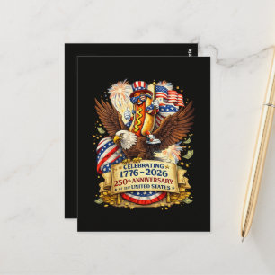 Lustiger Hotdog Reitender Adler 250. Jubiläum USA Postkarte
