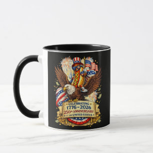 Lustiger Hotdog Reitender Adler 250. Jubiläum USA Tasse