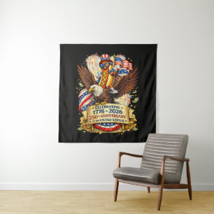 Lustiger Hotdog Reitender Adler 250. Jubiläum USA Wandteppich