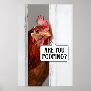 Lustiger Hühner-Badezimmerdruck Toiletten Humor AI Poster